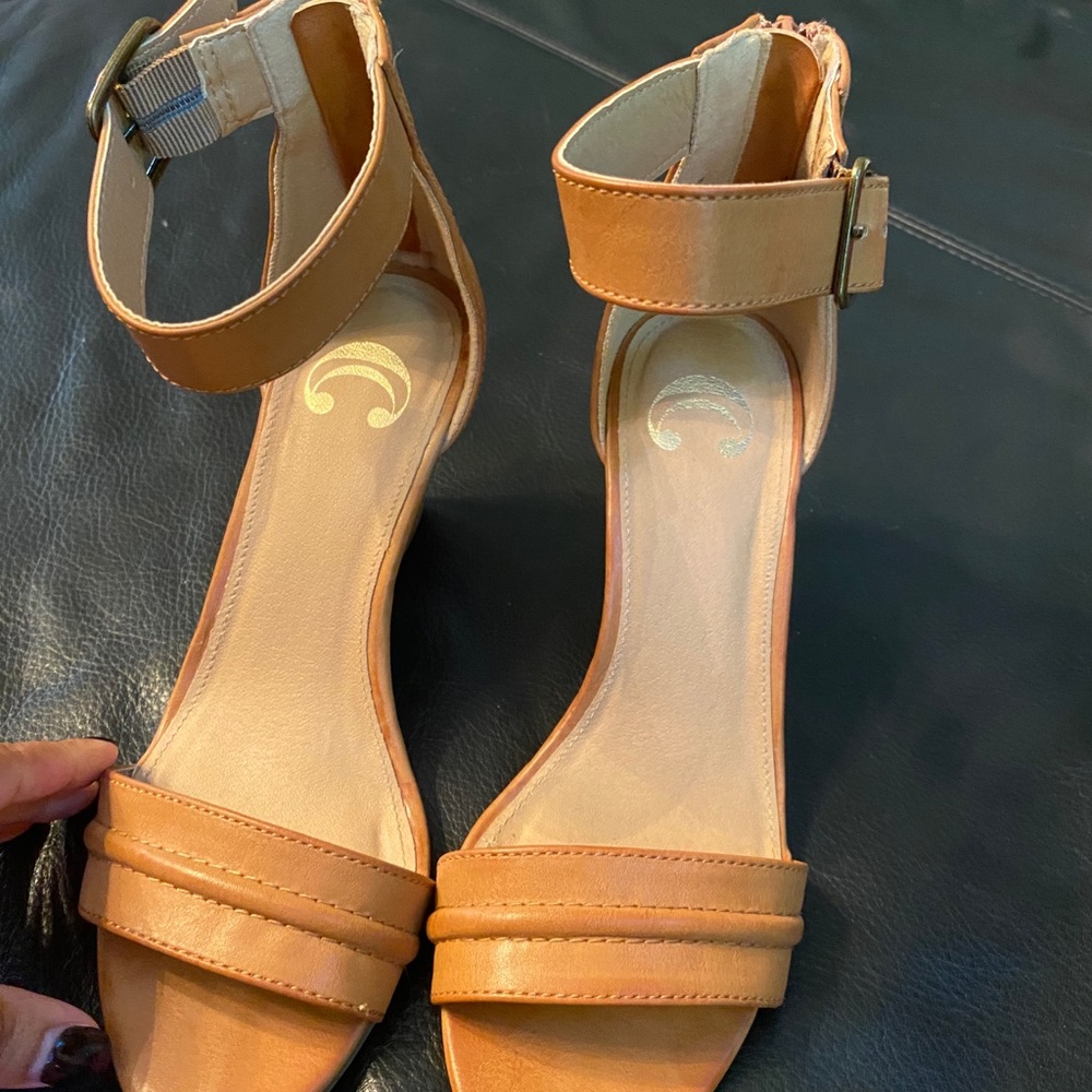 Small brown wedge shoes